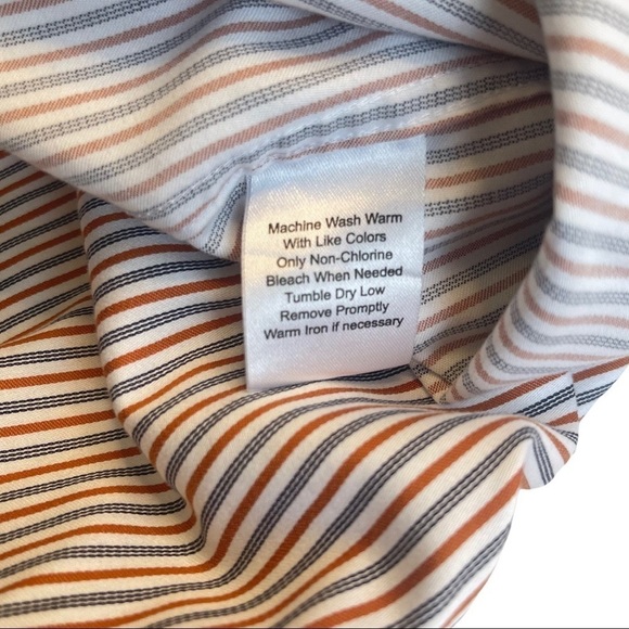 Joseph & Feiss Large Orange Black Striped Long Sleeved Button Down Dress Shirt - Picture 11 of 11